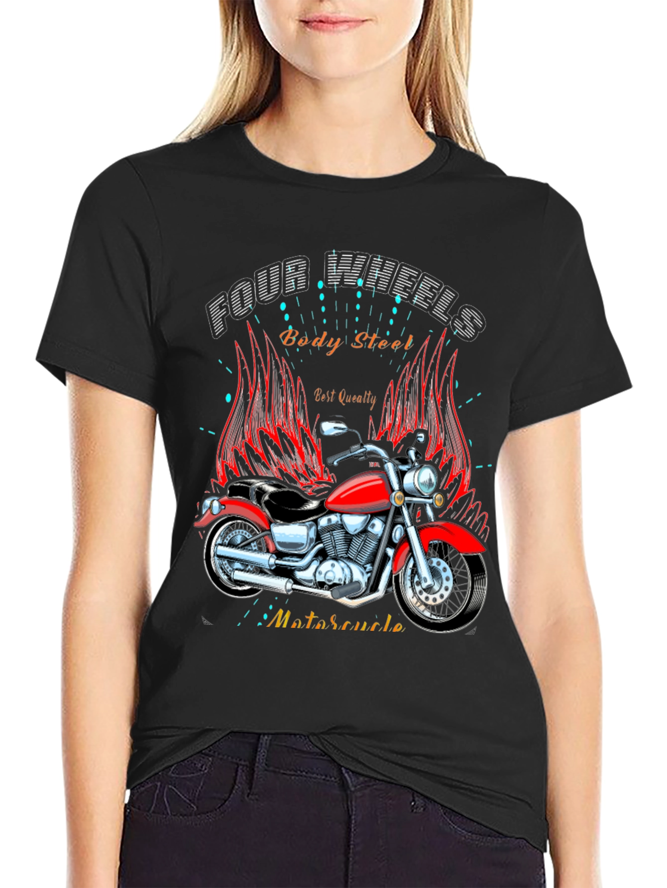 Four Wheels Body Steel Motorcycle T-Shirt