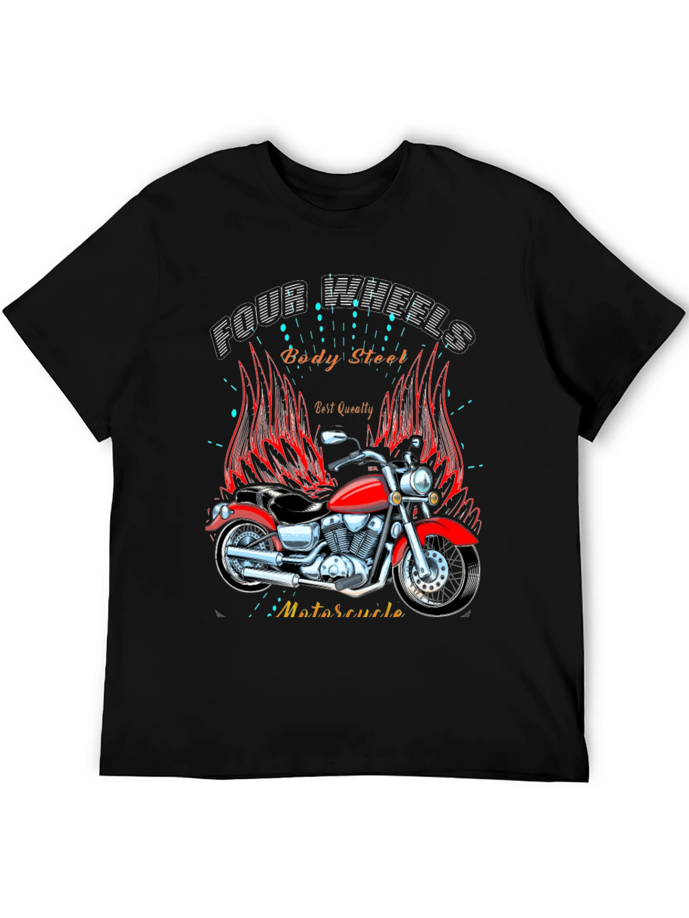 Four Wheels Body Steel Motorcycle T-Shirt