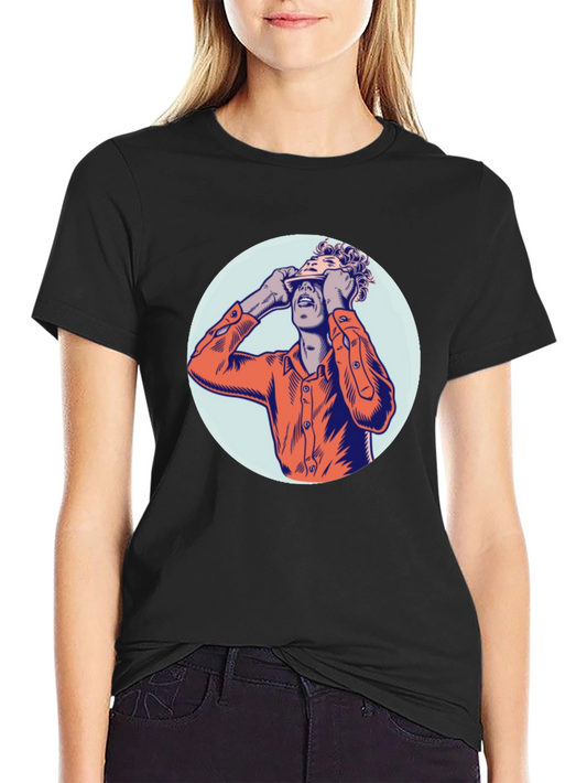 Graphic Print Crew Neck T-Shirt - Unique Design