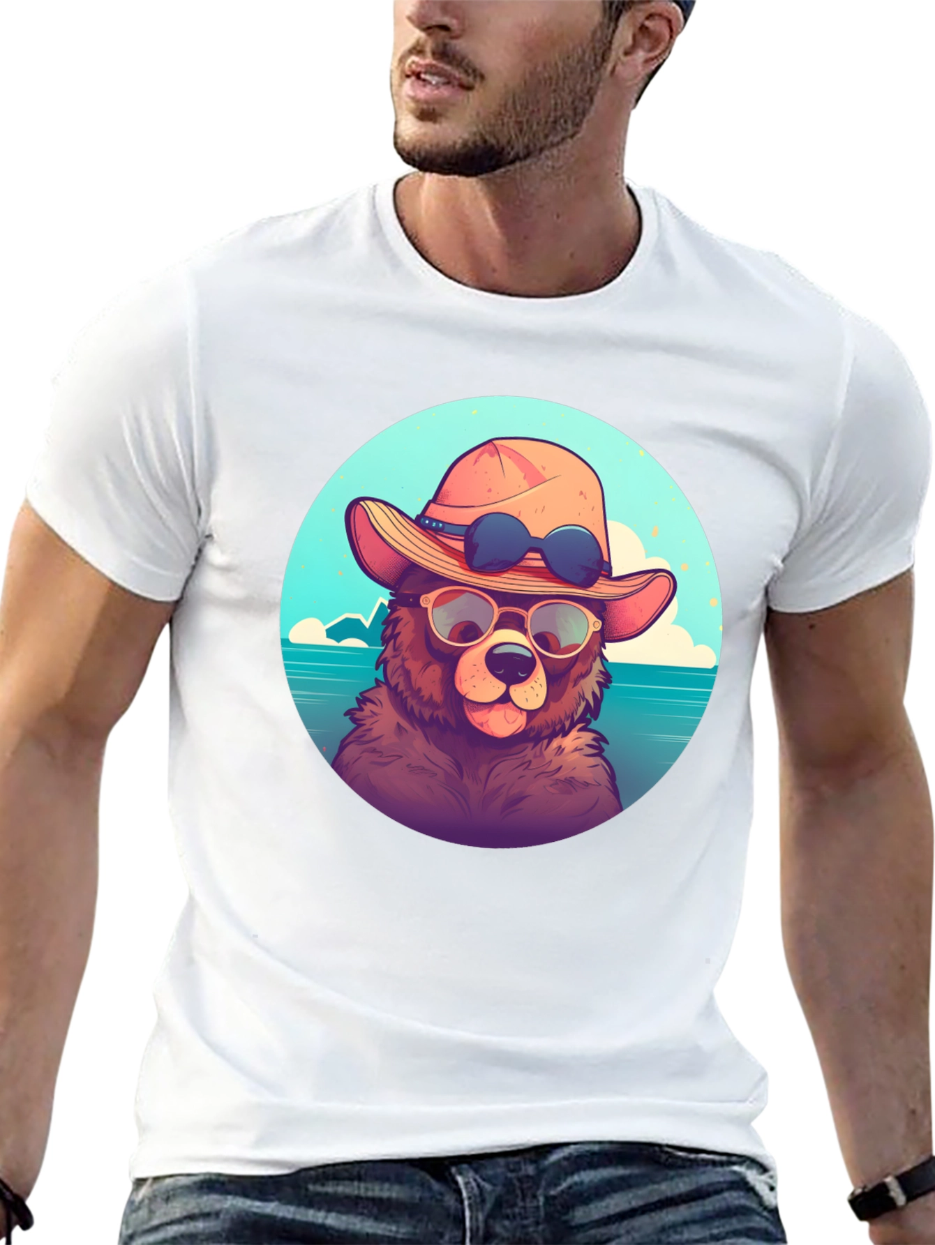 Bear with Sunglasses Graphic Tee - Relaxed Fit