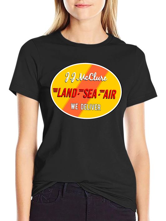 J.J. McClure Black Graphic T-Shirt - Land Sea Air Delivery