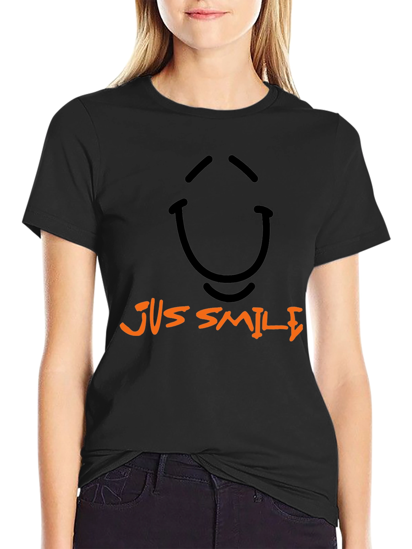 Just Smile Graphic Print Crew Neck T-Shirt