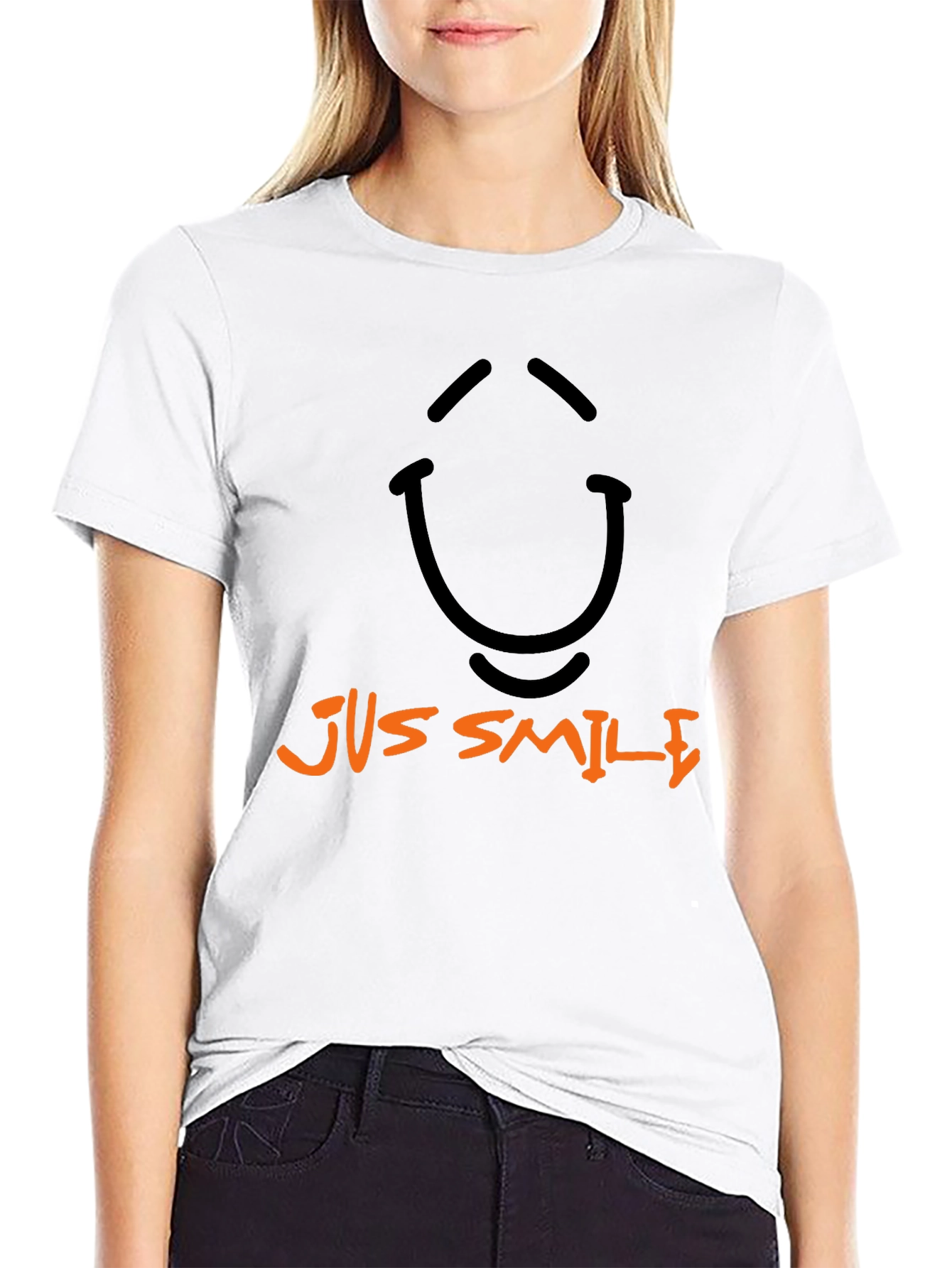 Just Smile Graphic Print Crew Neck T-Shirt