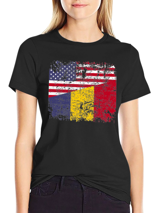 USA Romania Flag Graphic T-Shirt