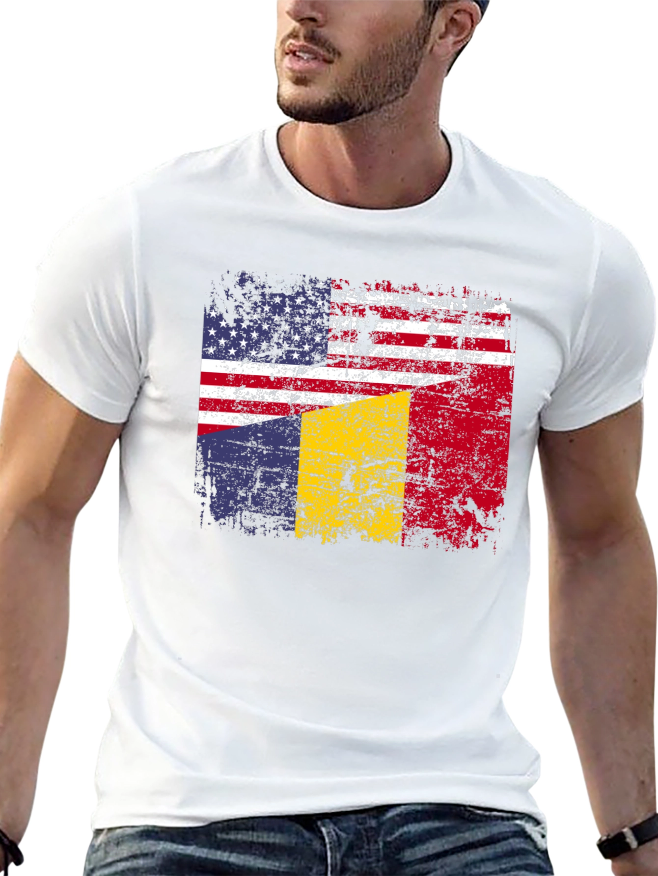 USA Romania Flag Graphic T-Shirt