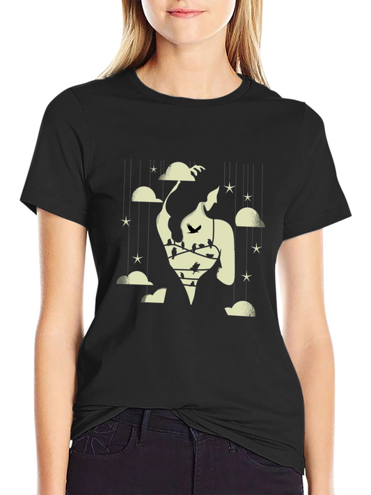 Dreamscape Graphic Tee - Cloud & Bird Design