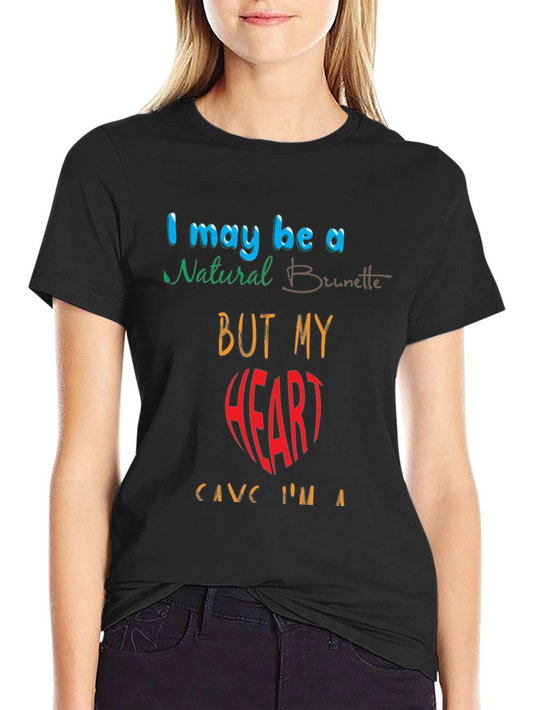 Funny Brunette Heart Graphic Tee - Black