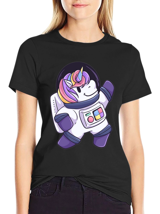 Astronaut Unicorn Graphic T-Shirt - Black