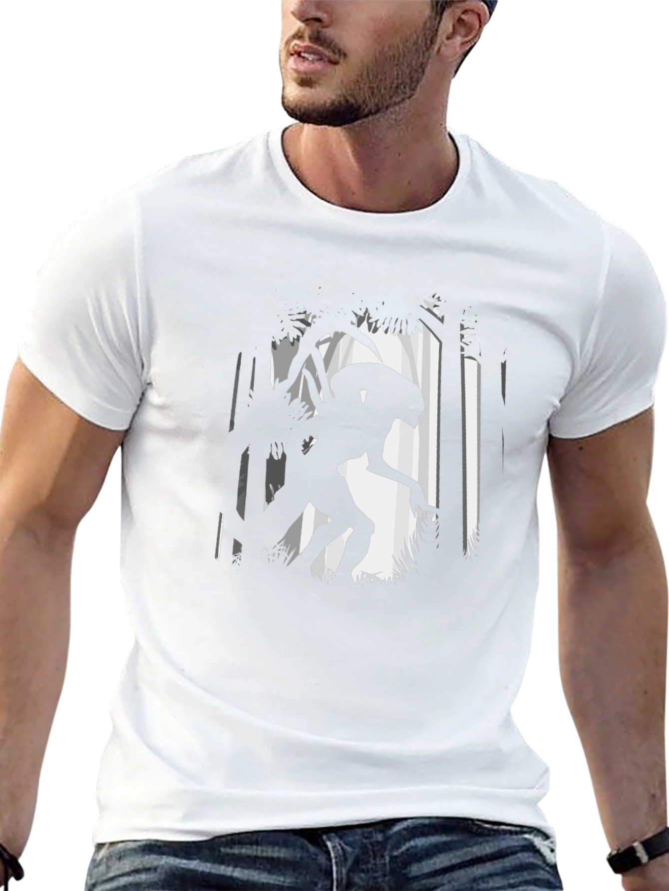 Alien in Forest Graphic Print T-Shirt
