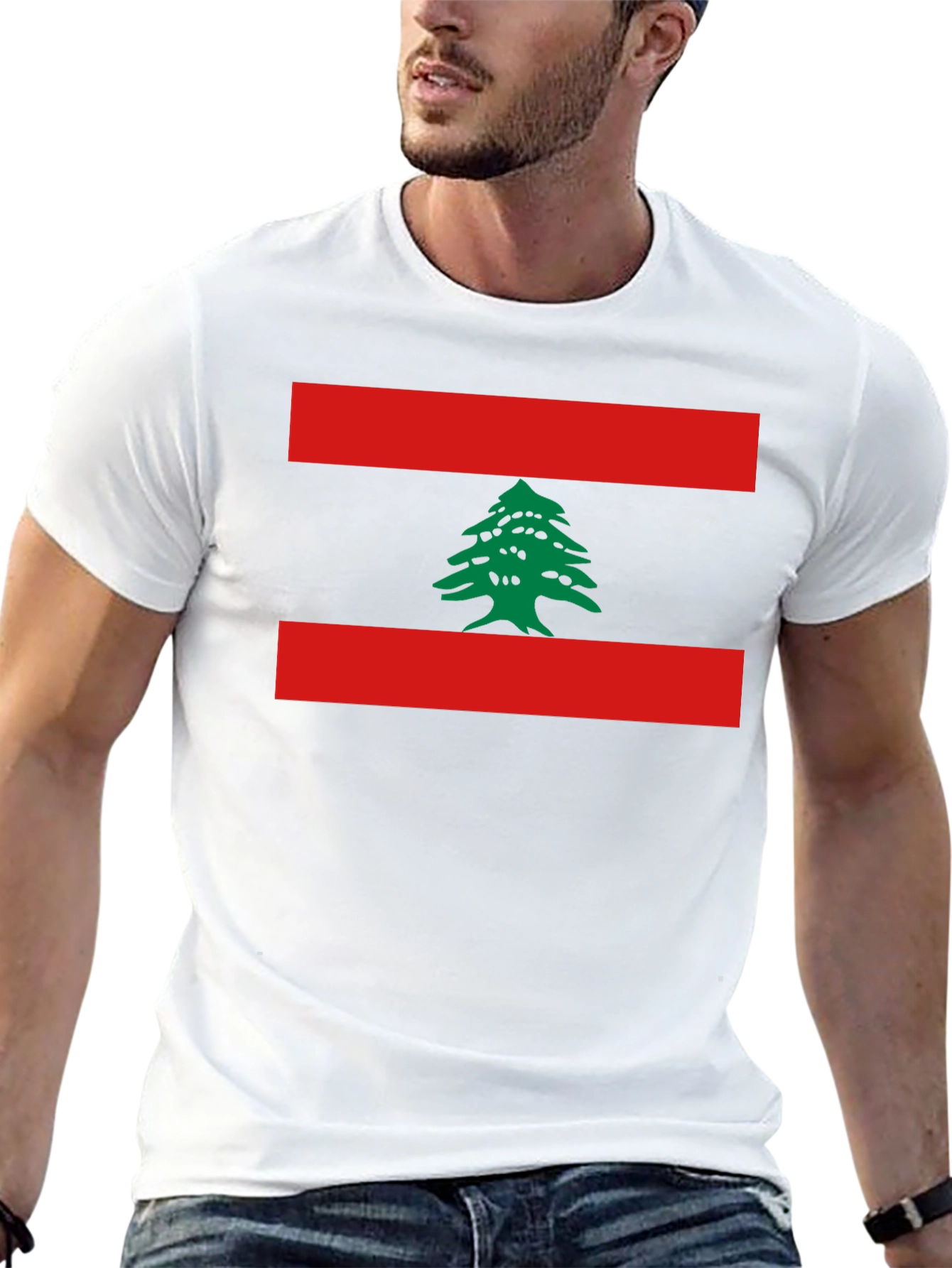 Lebanon Flag T-Shirt Cedar Tree Design