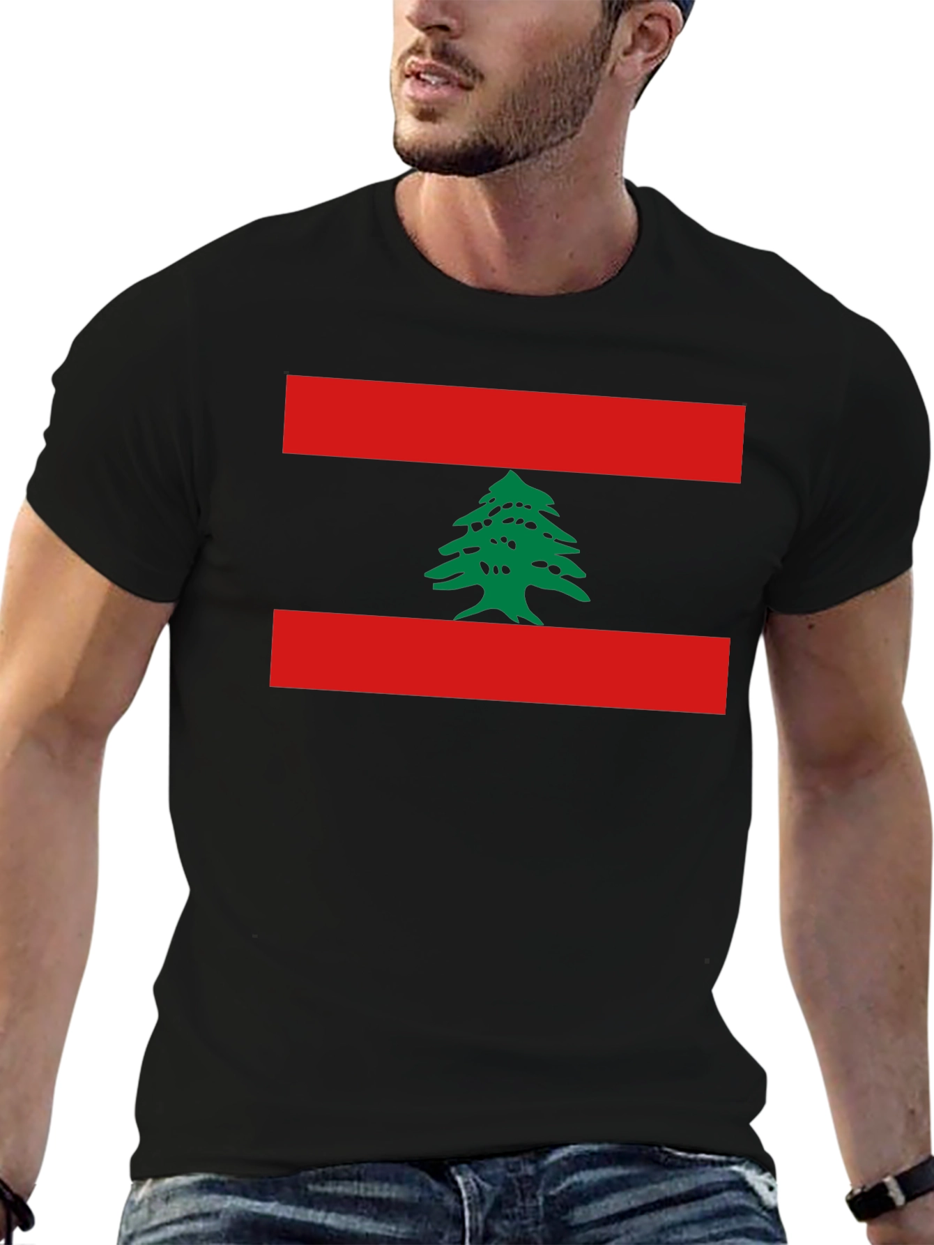 Lebanon Flag T-Shirt Cedar Tree Design
