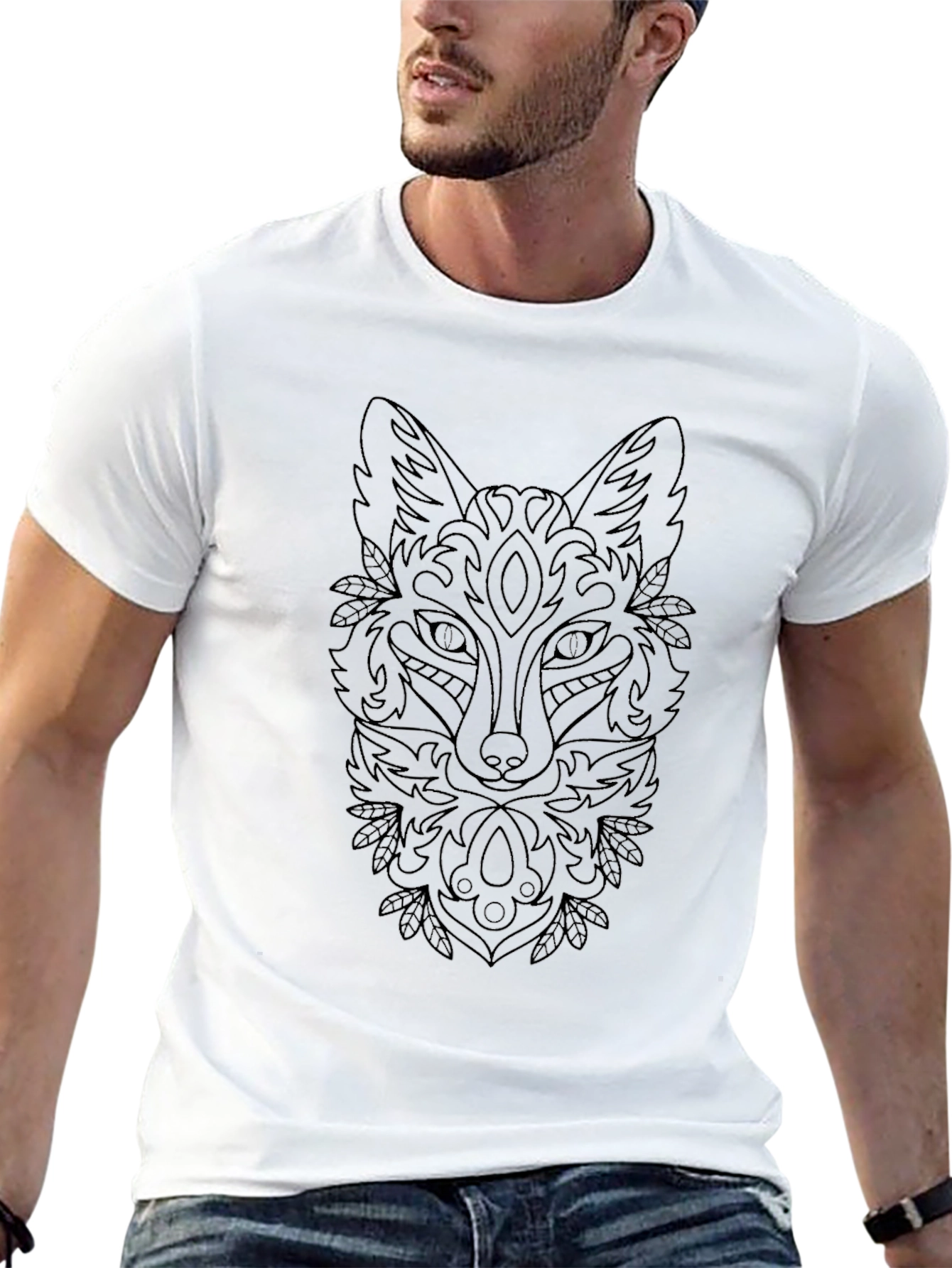 Abstract Fox Graphic Black T-Shirt