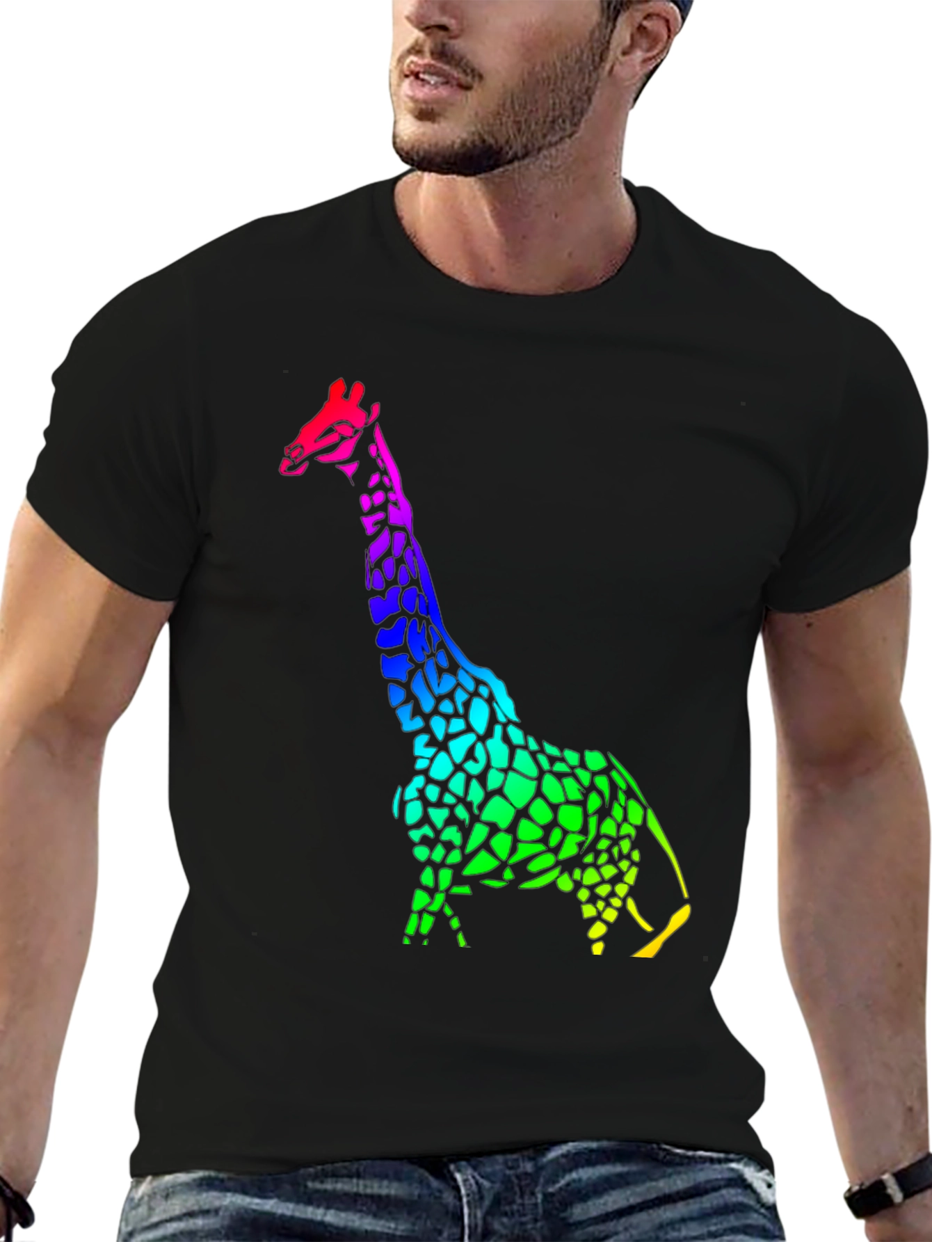 Rainbow Giraffe Graphic T-Shirt