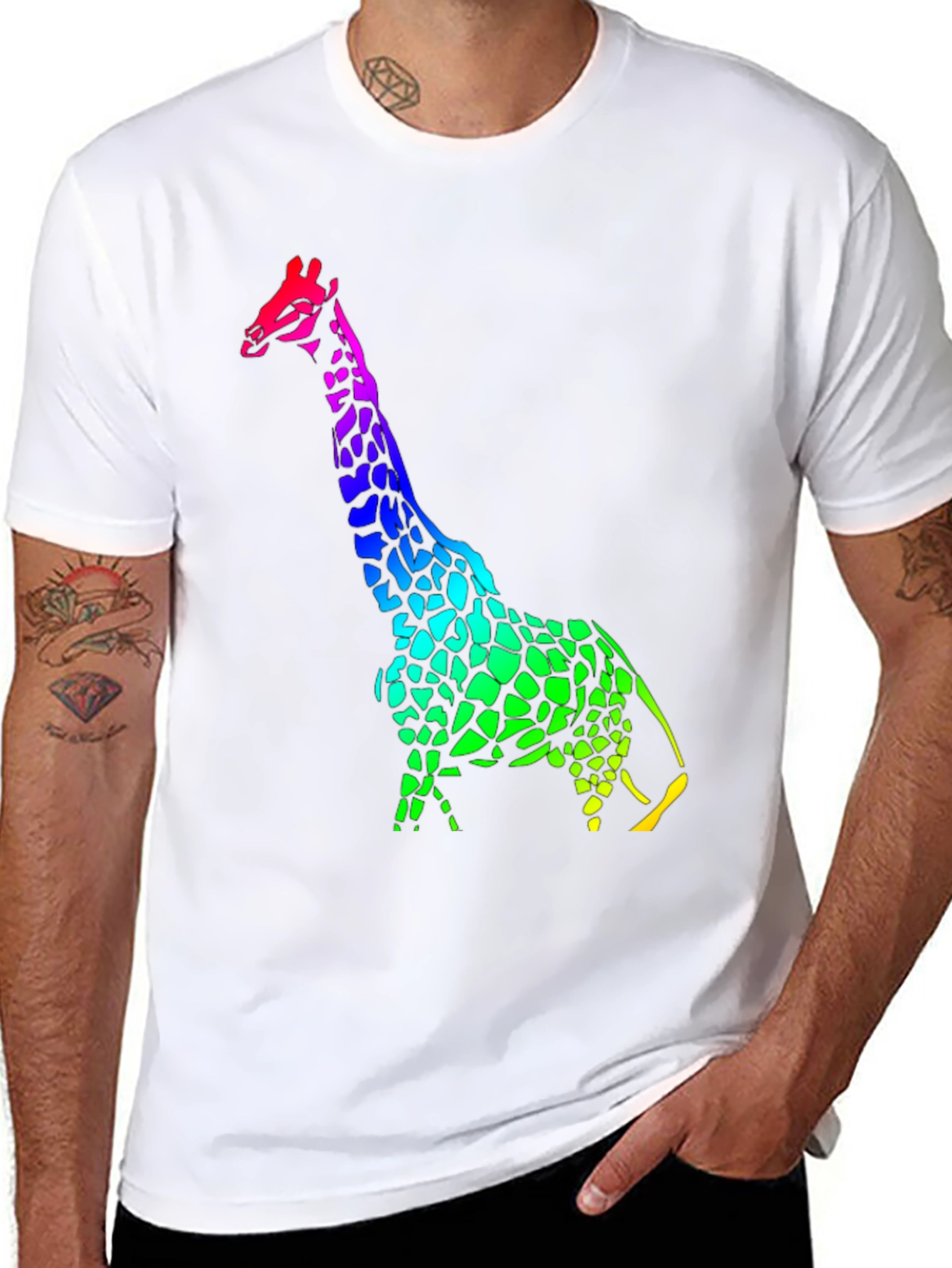 Rainbow Giraffe Graphic T-Shirt