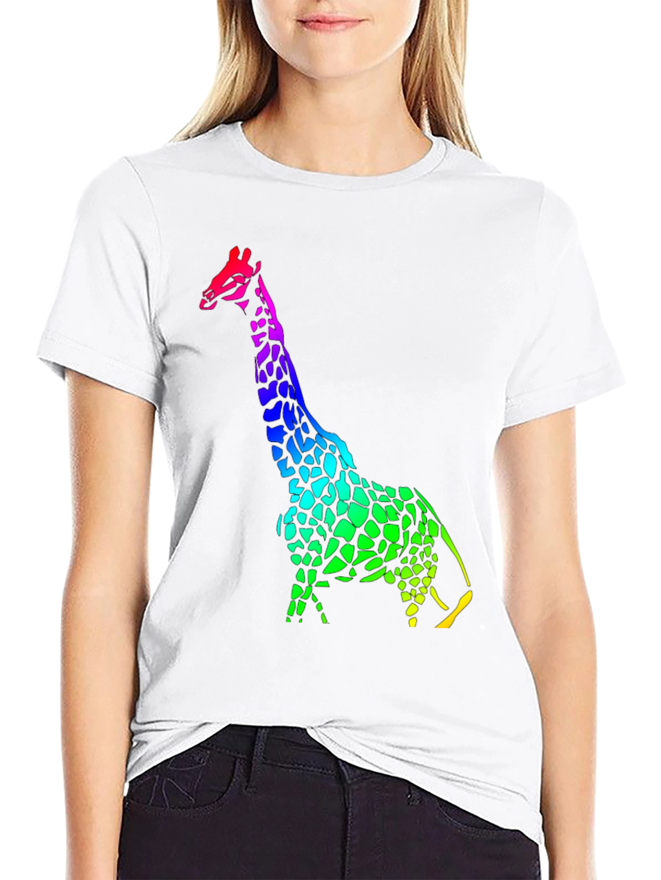 Rainbow Giraffe Graphic T-Shirt