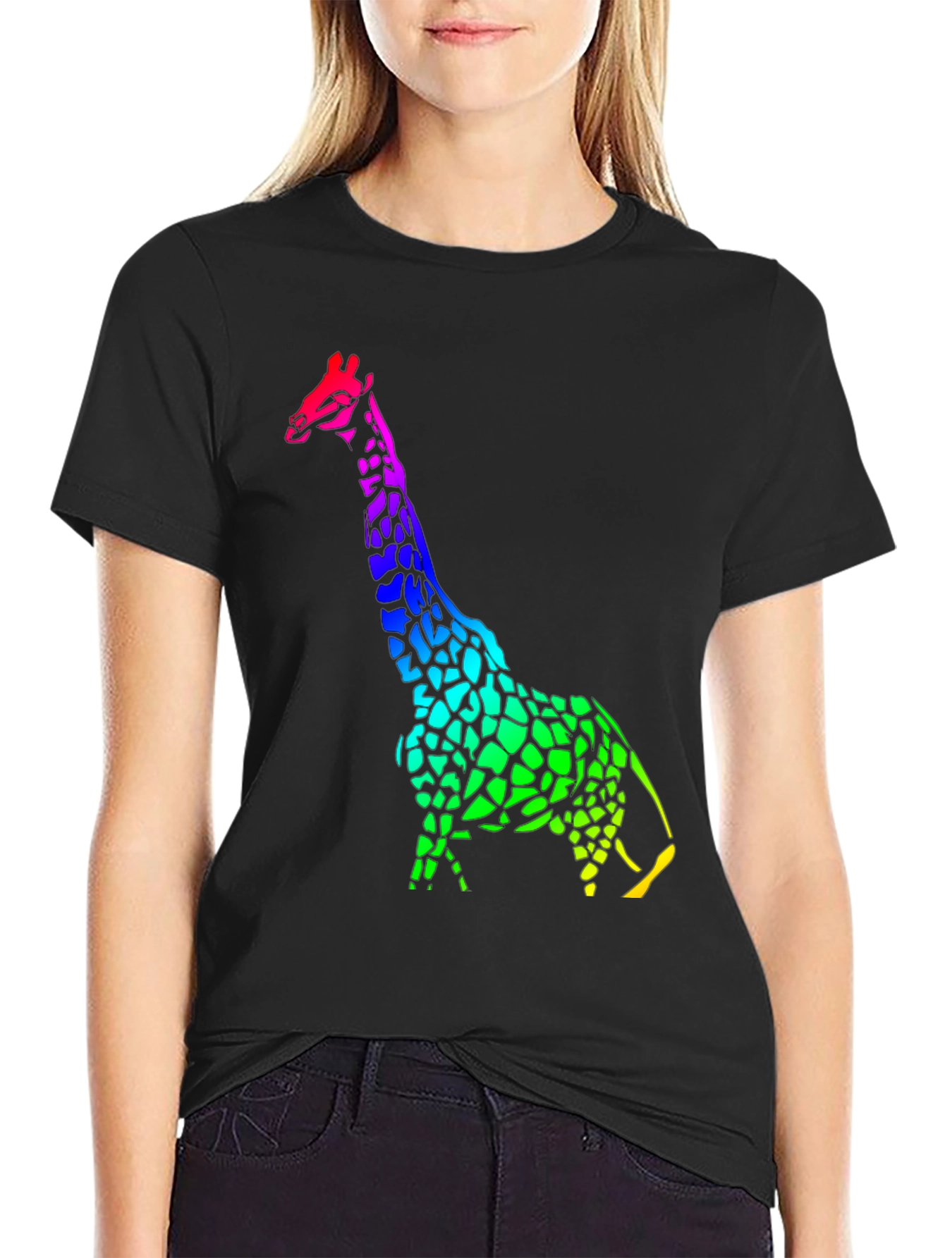 Rainbow Giraffe Graphic T-Shirt