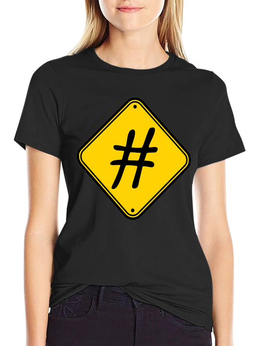 Hashtag Road Sign Black T-Shirt