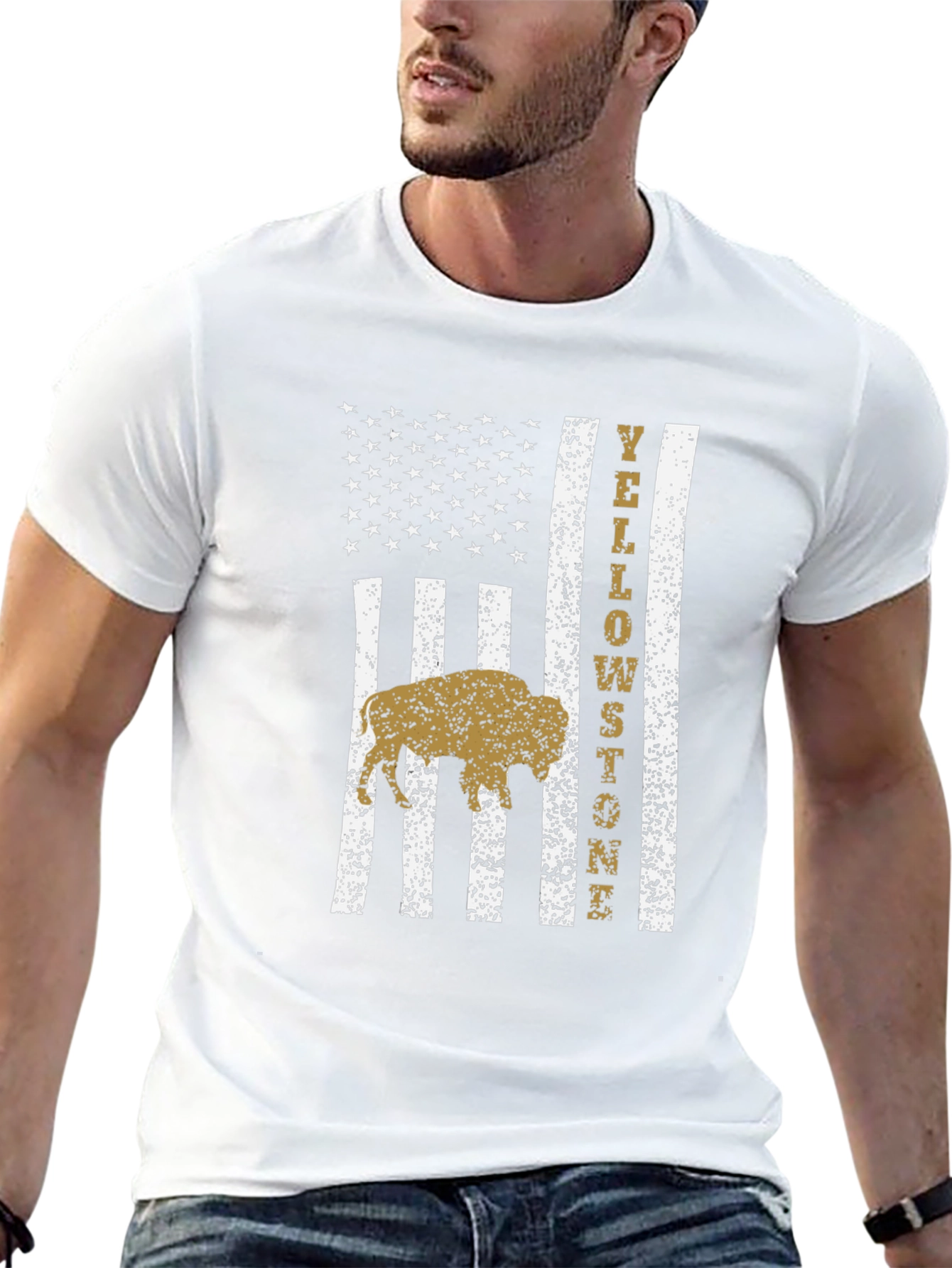 Yellowstone Buffalo American Flag T-Shirt