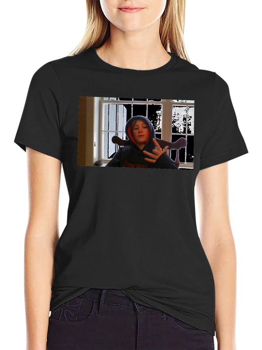 Black T-Shirt with Youth Graphic Print