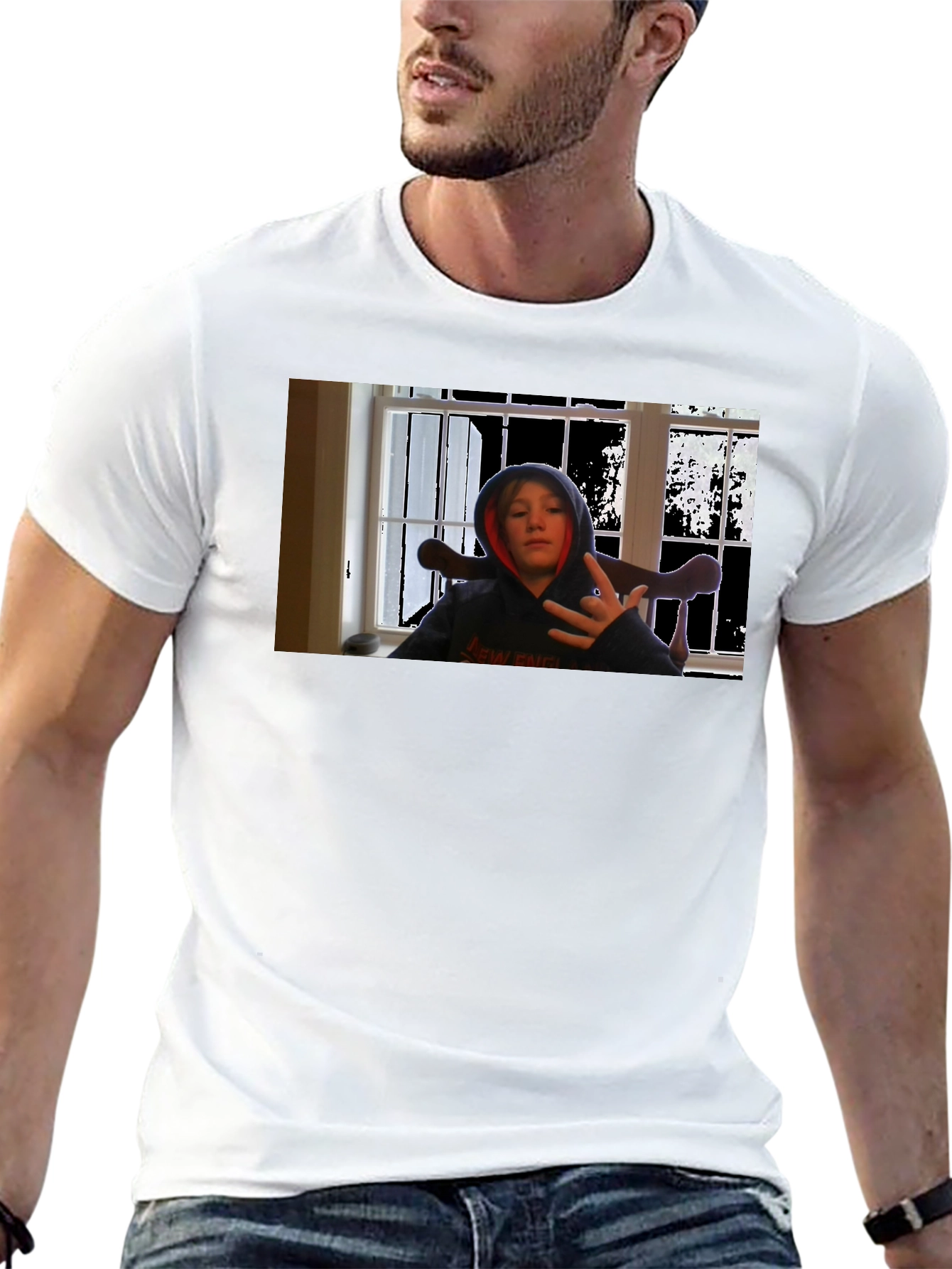 Black T-Shirt with Youth Graphic Print
