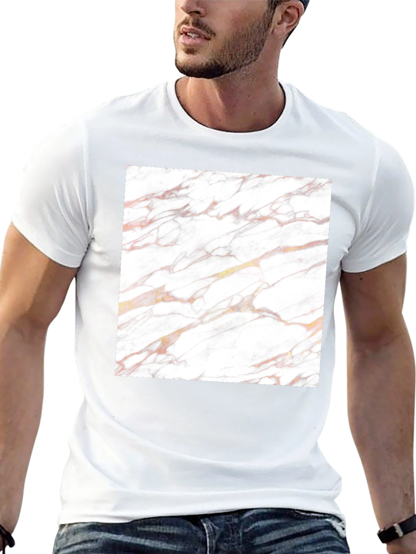 Marble Texture Graphic Black Tee