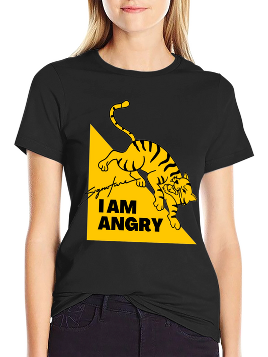 I am Angry Tiger Graphic Tee - Black Cotton T-Shirt