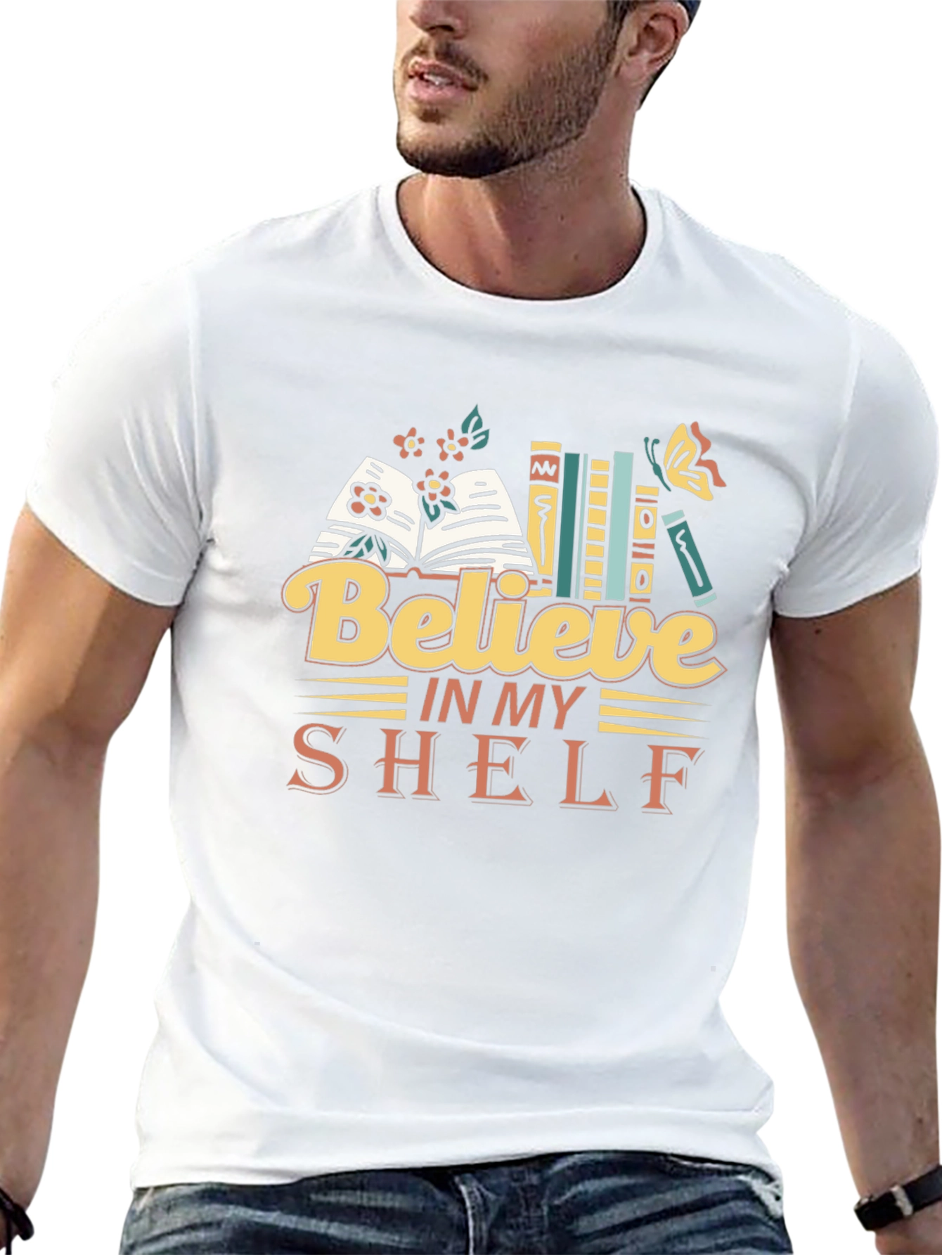 Believe In My Shelf Graphic Tee Book Lover T-Shirt