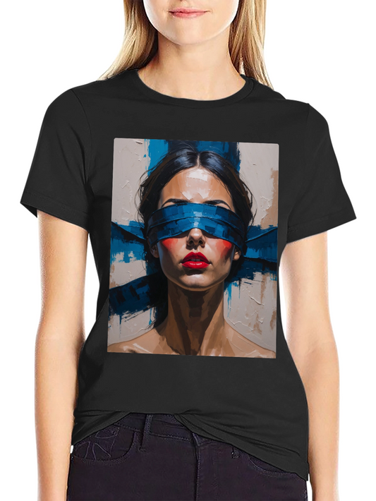 Artistic Blindfolded Woman Graphic Tee - Unisex