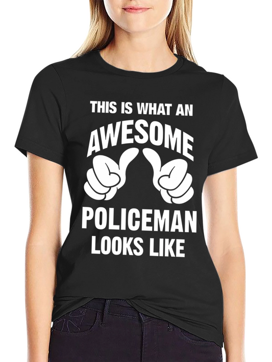 Awesome Policeman Graphic Tee - Black Cotton T-Shirt