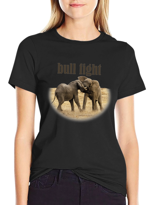 Elephant Bull Fight Graphic T-Shirt