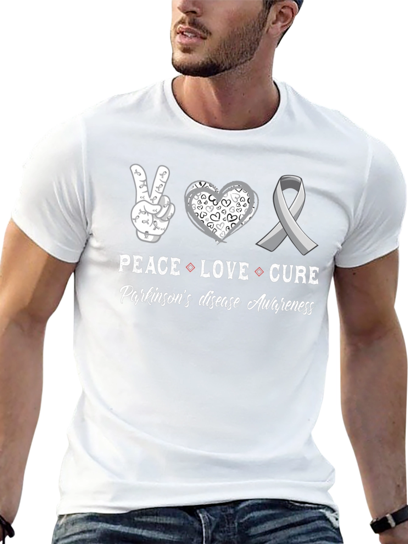 Peace Love Cure Parkinsons Disease Awareness T-Shirt