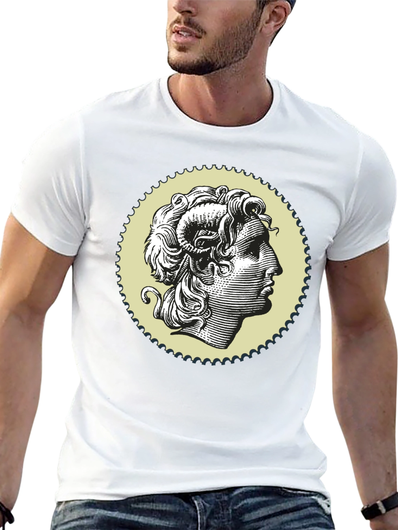 Ram Head Graphic Print Black T-Shirt