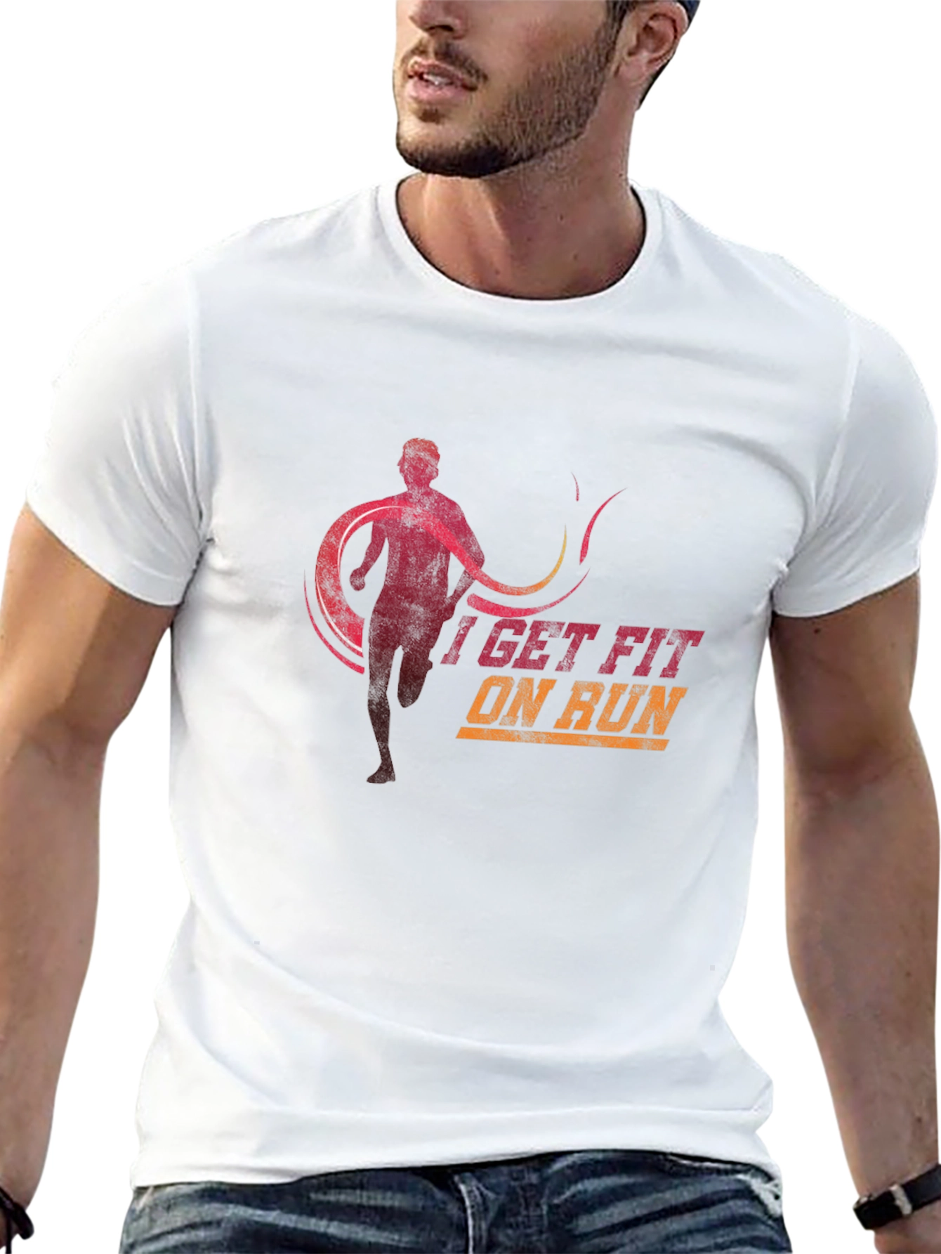 I Get Fit On Run Black Graphic Tee