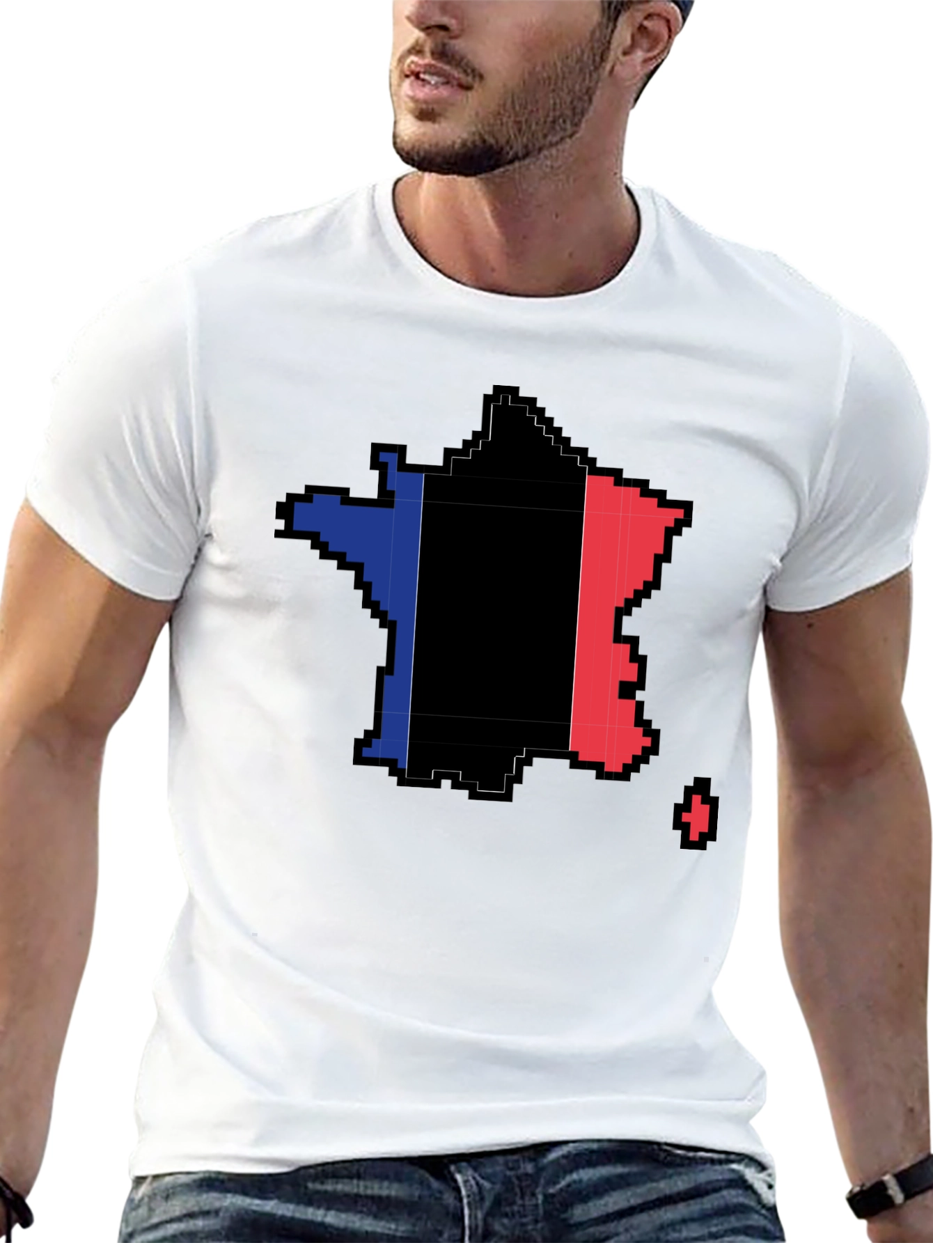 Pixel France Flag T-Shirt - Retro Gaming Style