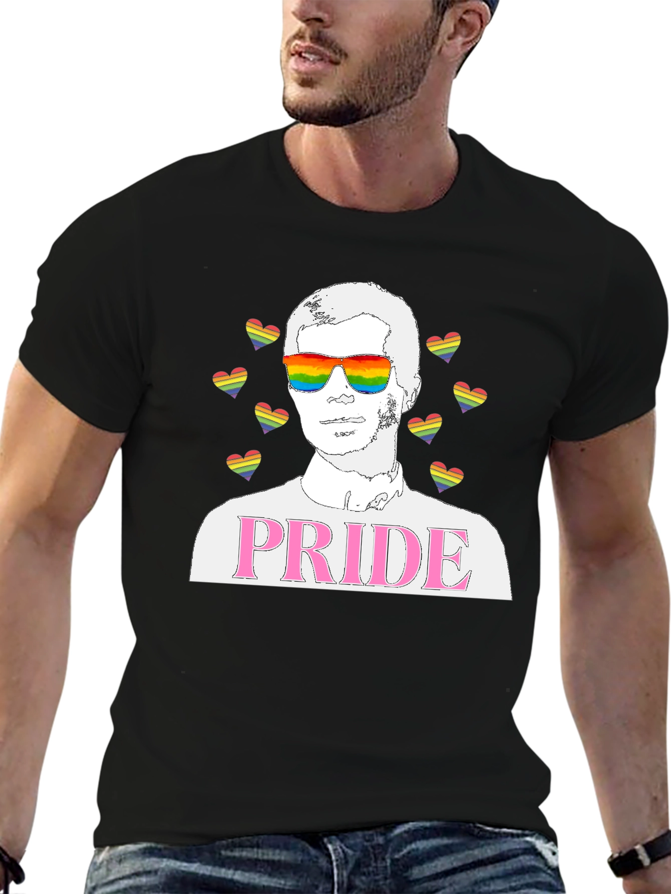 Pride Graphic T-Shirt - LGBTQ+ Rainbow Heart Design