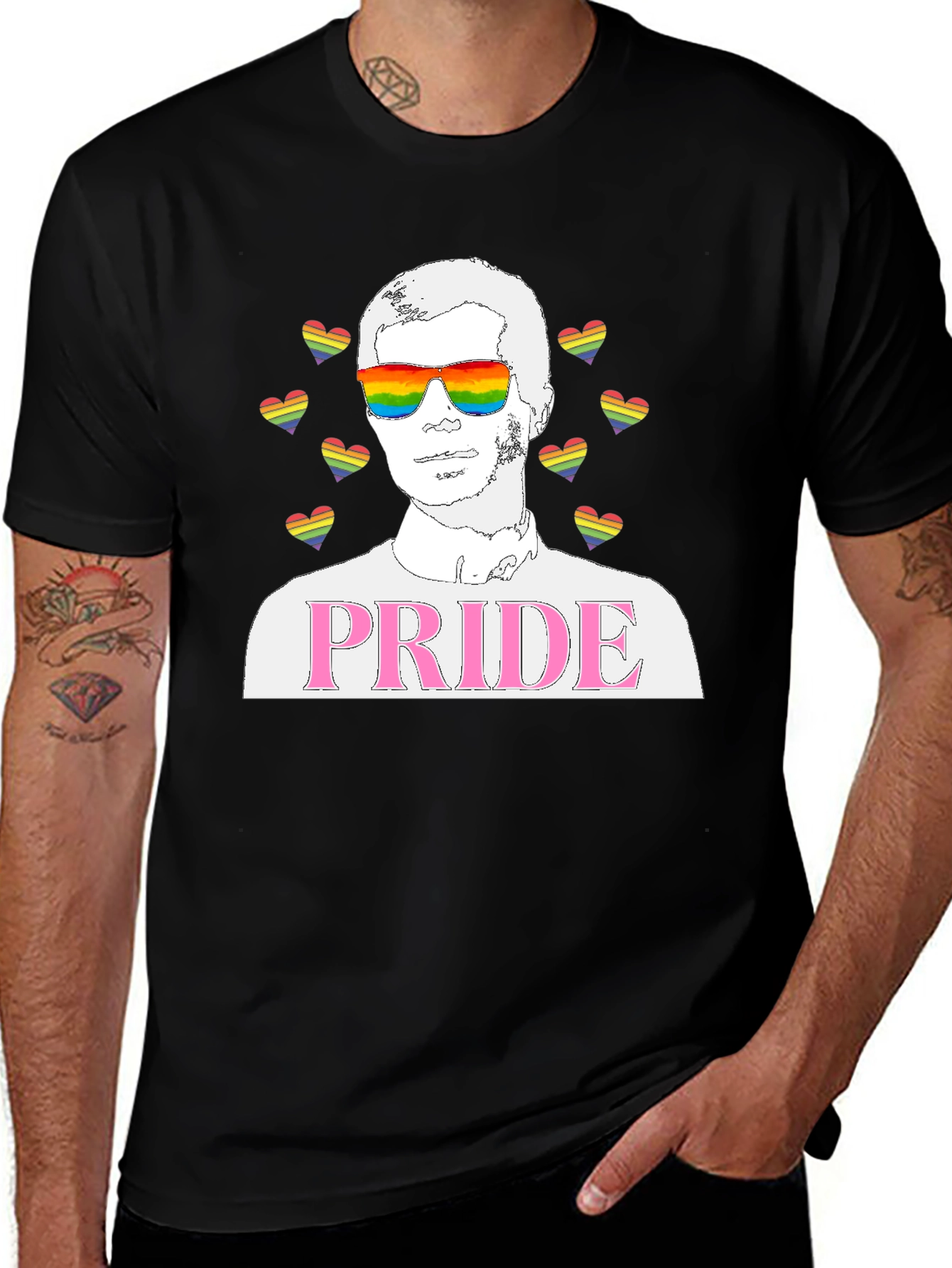 Pride Graphic T-Shirt - LGBTQ+ Rainbow Heart Design