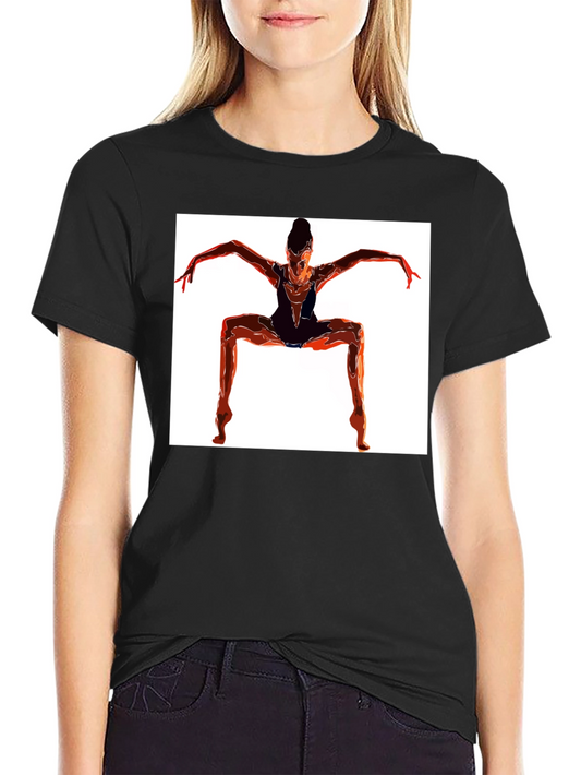 Abstract Dancer Graphic Tee - Modern Black T-Shirt