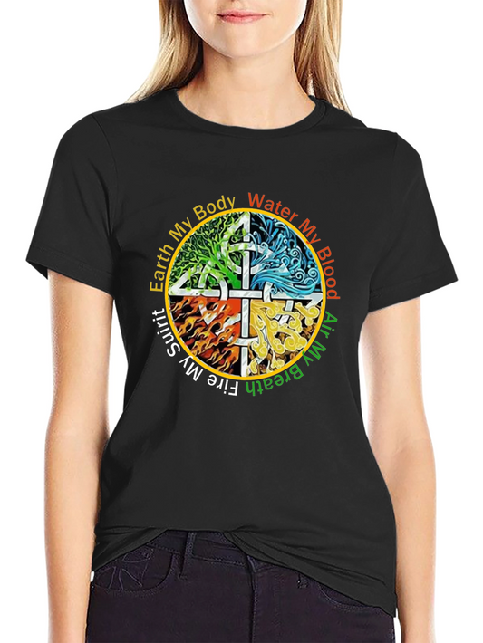 Elemental Earth Water Air Fire Graphic T-Shirt
