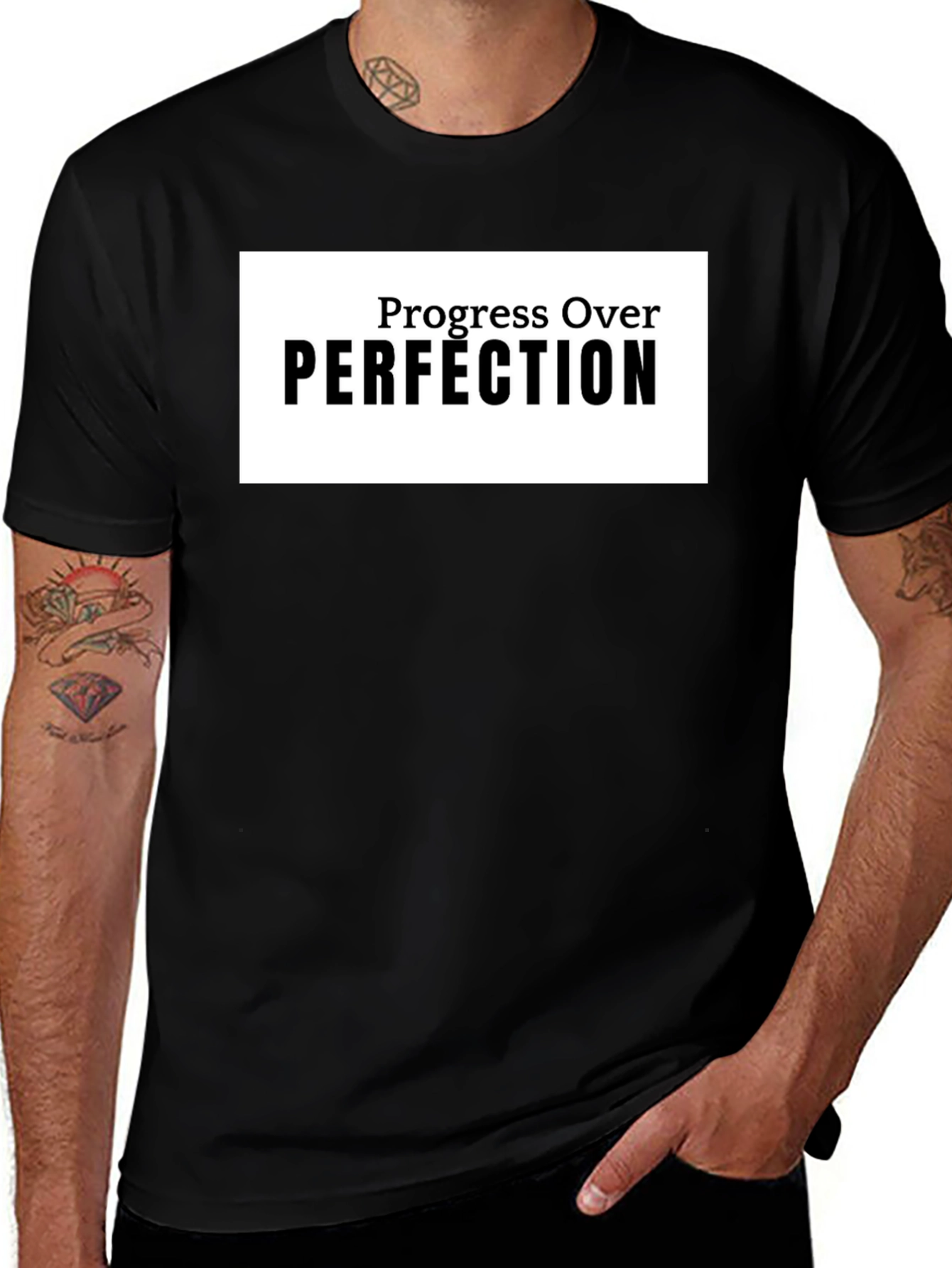 Progress Over Perfection Black T-Shirt