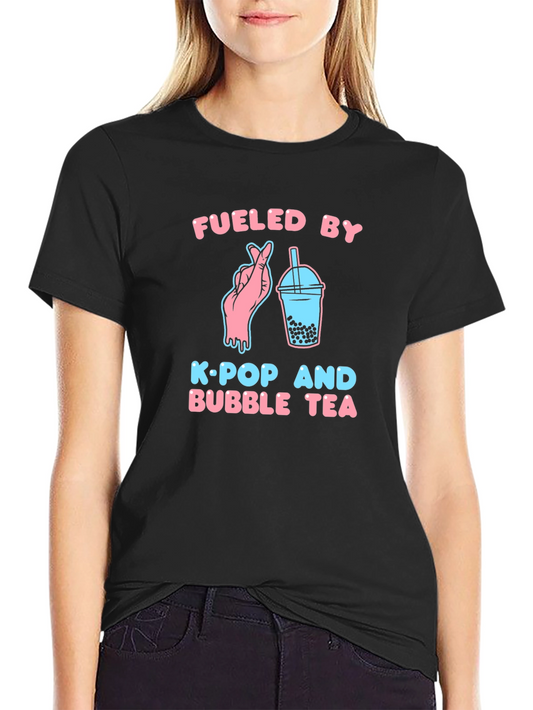 Fueled By K-Pop & Bubble Tea Black T-Shirt
