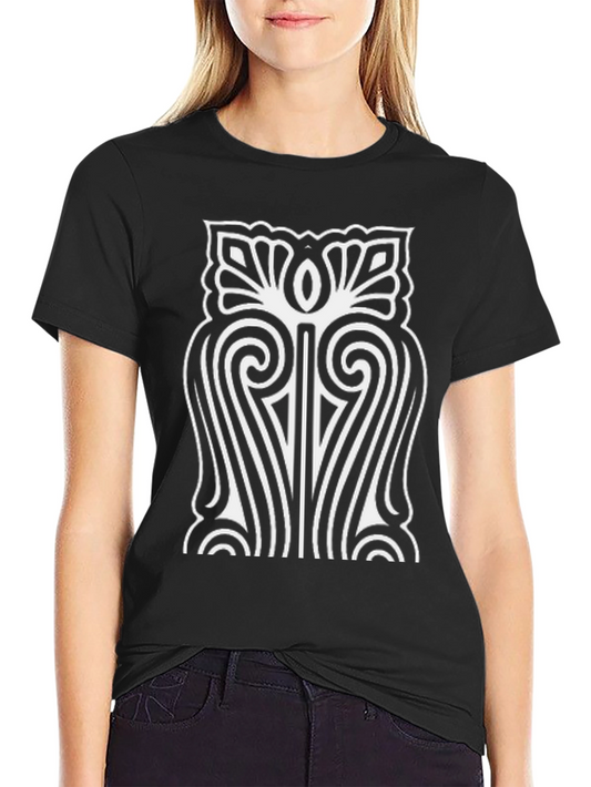 Abstract White Art Print Black T-Shirt