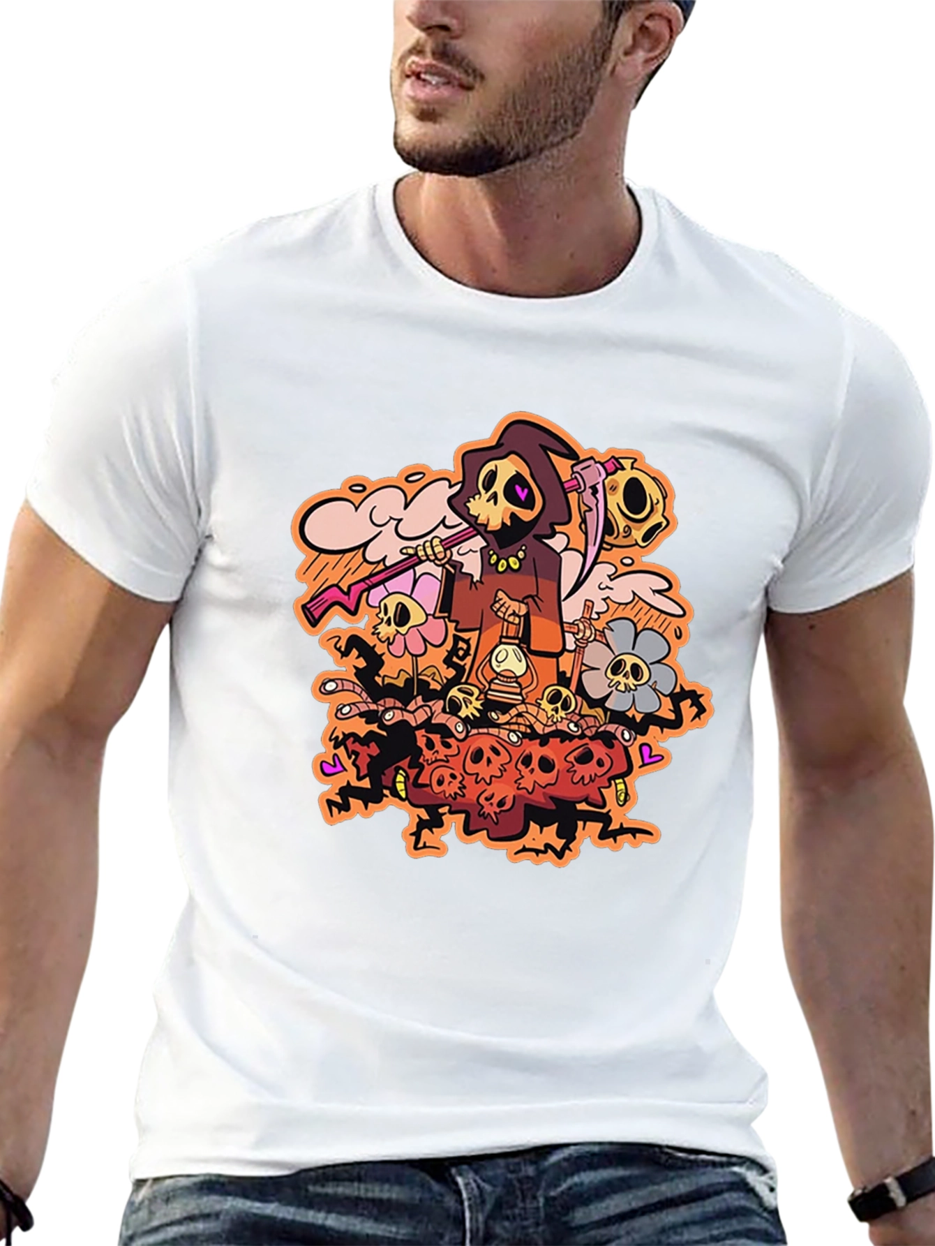 Grim Reaper Graphic Print Black T-Shirt