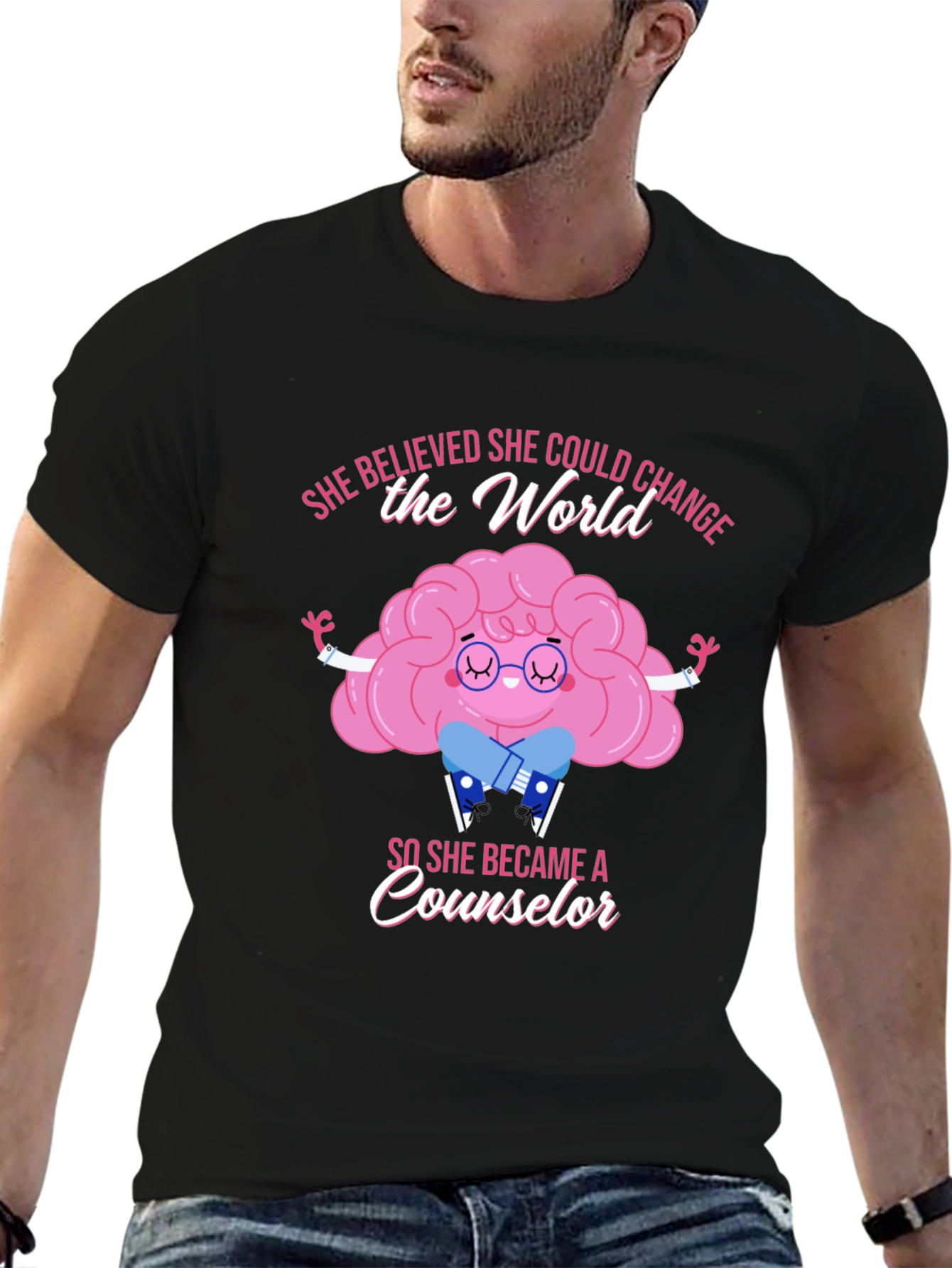 Counselor Brain Graphic T-Shirt - She Believed...