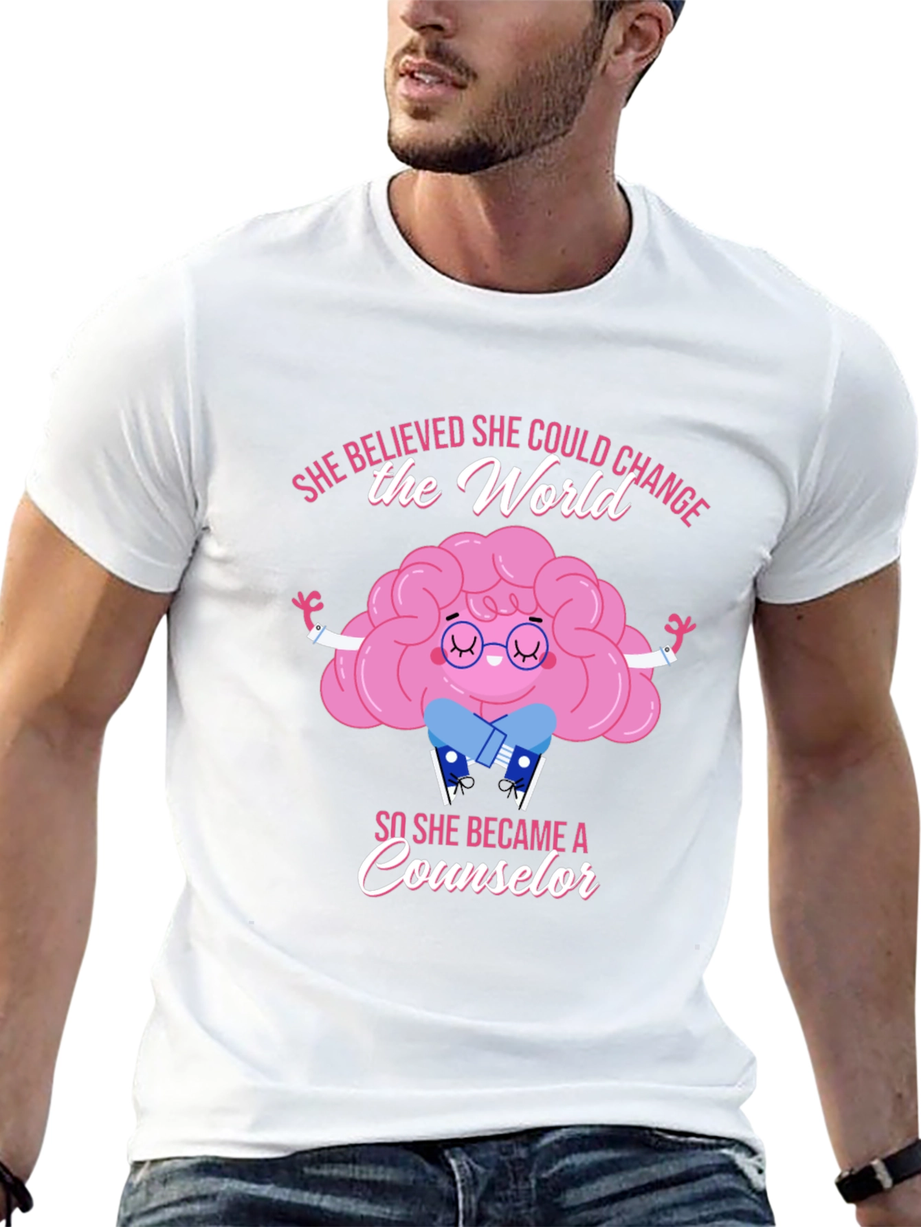 Counselor Brain Graphic T-Shirt - She Believed...