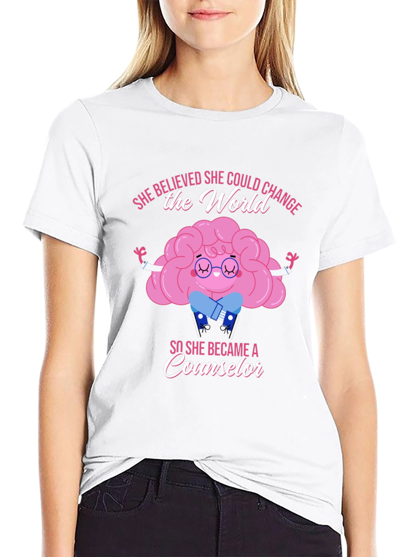 Counselor Brain Graphic T-Shirt - She Believed...