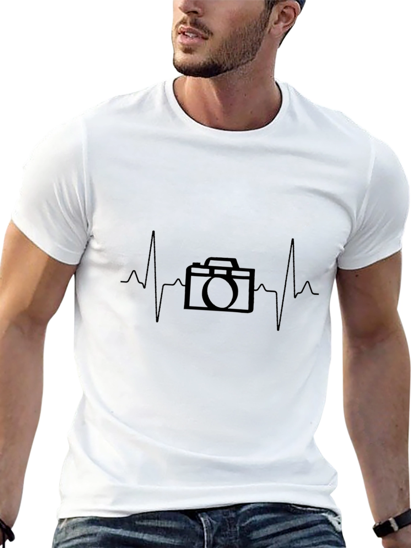 Photographer Heartbeat T-Shirt - Black