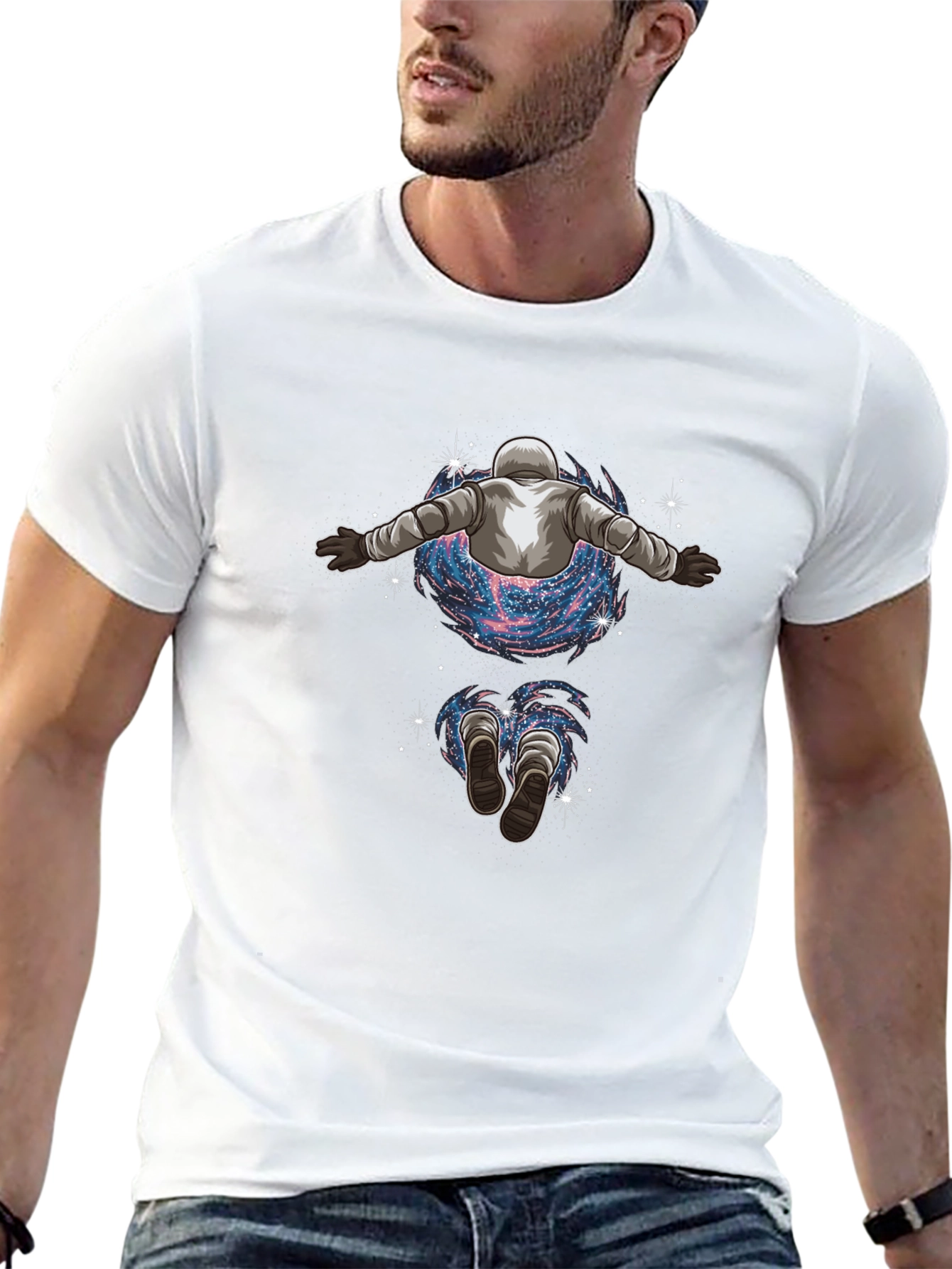 Astronaut Galaxy Black Graphic Tee