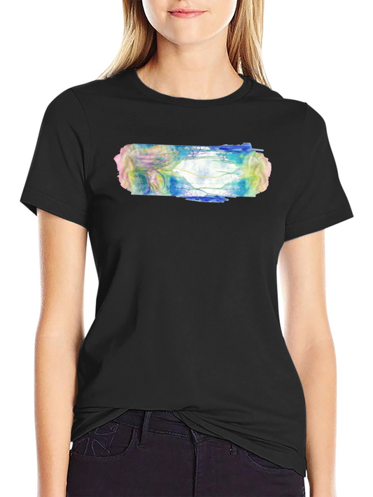Abstract Watercolor Graphic Print Black T-Shirt