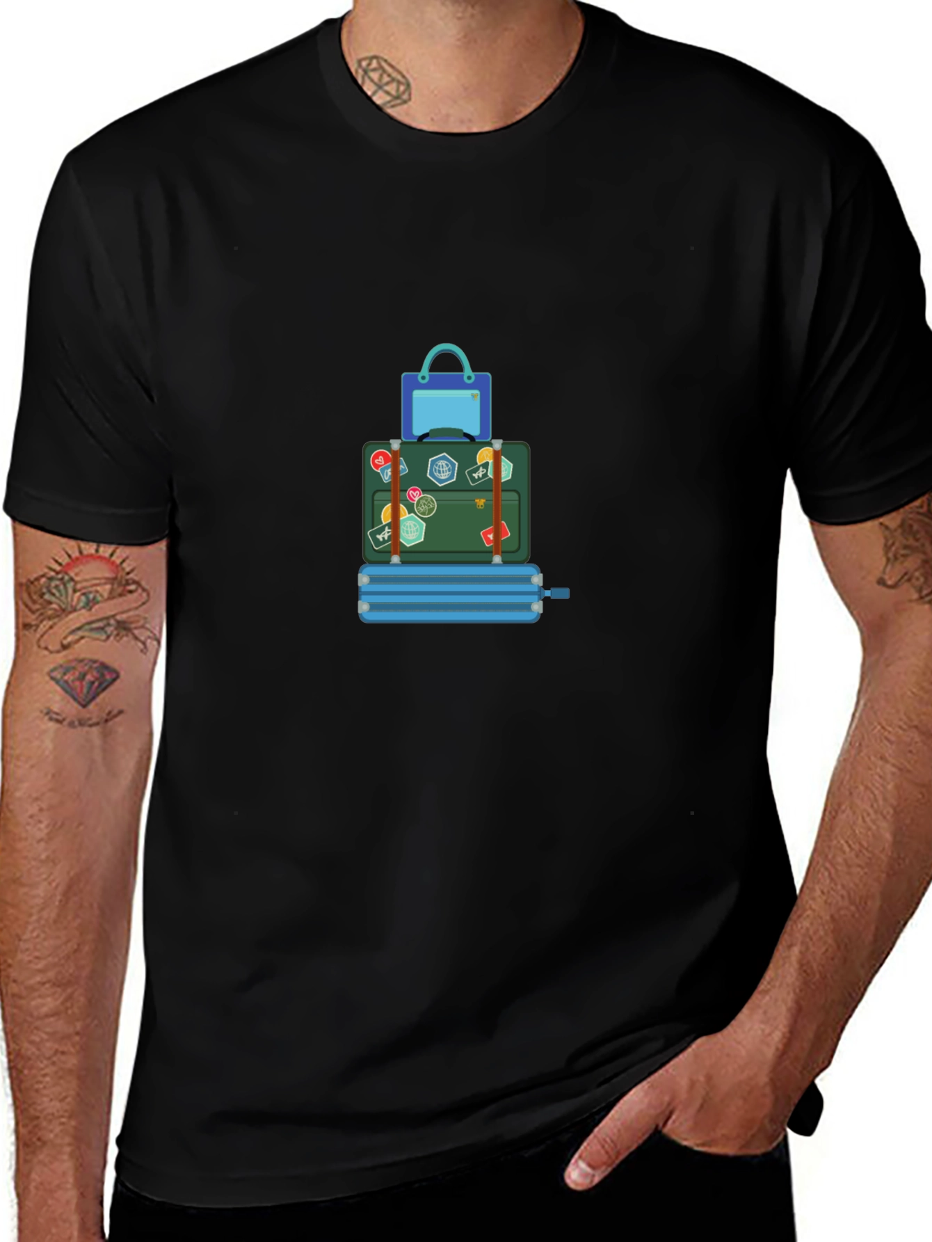 Travel Stack Graphic T-Shirt - Black