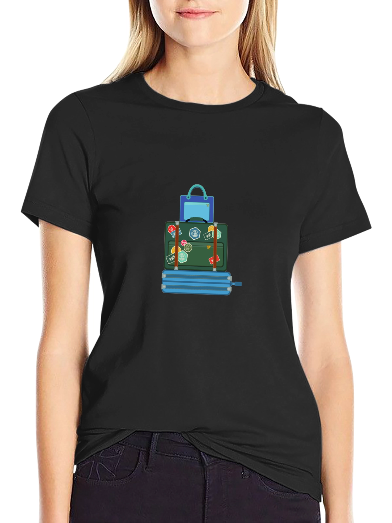Travel Stack Graphic T-Shirt - Black